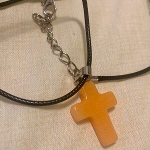 Peach Cross Pendant Necklace